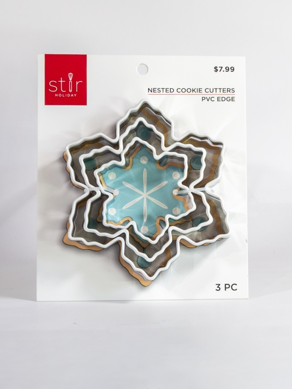 STIR Nested Set of 3 Comfort Grip Metal Cookie Cutters Snowflakes Winter NEW